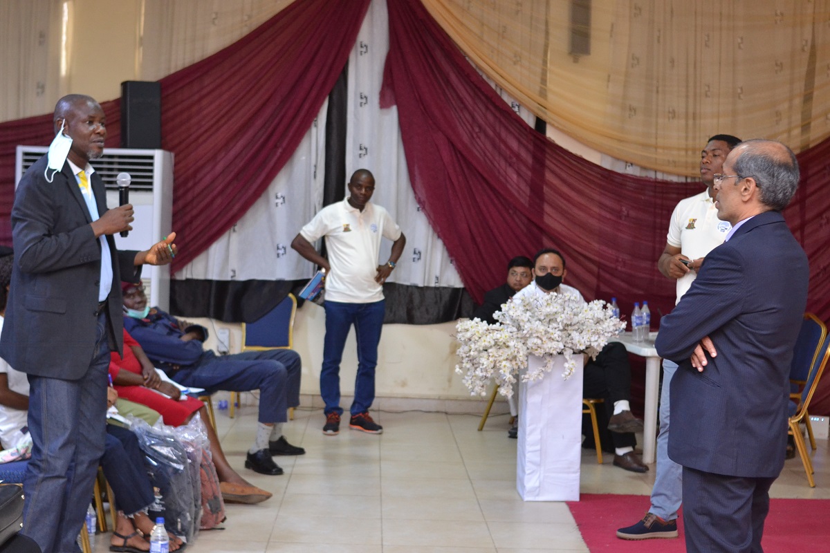A Director at the Oyo State Ministry of Health making a submission at the Flood Early Warning Stakeholders Workshop